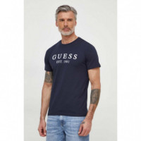 Camiseta Elástica con Logotipo Frontal de GUESS