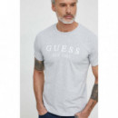 Camiseta Elástica con Logotipo Frontal de GUESS