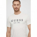 Camiseta Elástica con Logotipo Frontal de GUESS