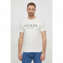 Camiseta Elástica con Logotipo Frontal de GUESS