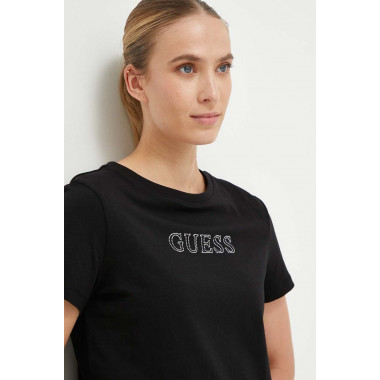 Camiseta con Logotipo Frontal con Strass de GUESS