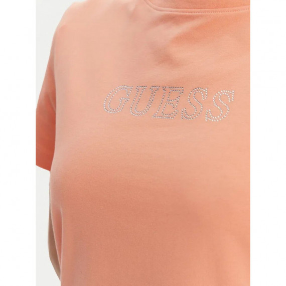 Camiseta con logotipo frontal con strass de Guess