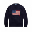 Polo RALPH LAUREN - Ls Cn Flag-long Sleeve-pullover - Hunter Navy - 710718281006/HUNTER Navy