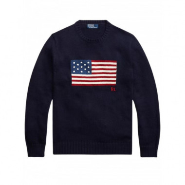 Polo RALPH LAUREN - Ls Cn Flag-long Sleeve-pullover - Hunter Navy - 710718281006/HUNTER Navy