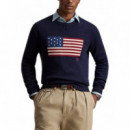 Polo RALPH LAUREN - Ls Cn Flag-long Sleeve-pullover - Hunter Navy - 710718281006/HUNTER Navy