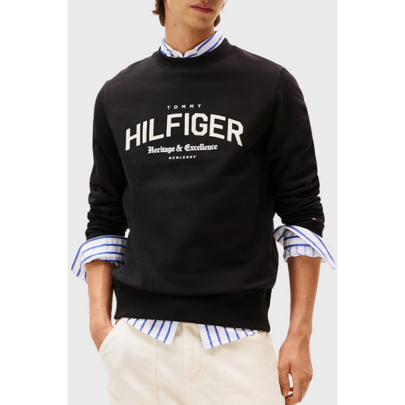 Sudadera TOMMY HILFIGER Negra Logo Arqueado