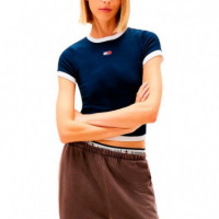 Camiseta Slim Acanalada con Parche Tommy  TOMMY HILFIGER