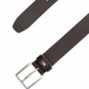 Cinturón de Piel con Logo Esmaltado  TOMMY HILFIGER