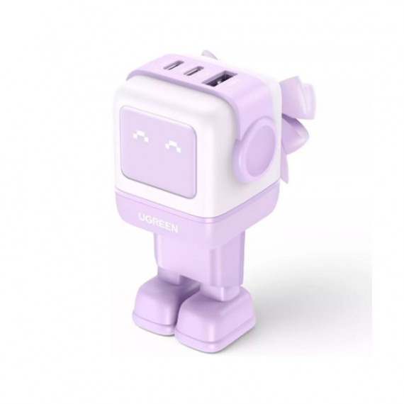 UGREEN CARGADOR PARED USB-A + 2xUSB-C 65W GAN FAST LILA