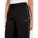 Pantalón chándal scuba con logo lateral en strass de Guess