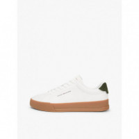 Th Court Lth Detail Ess Ecru/arctic Spru  TOMMY HILFIGER