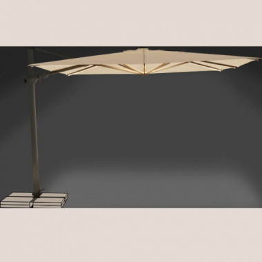 Sombrilla de jardín VARIOFLEX SOLAR LED 300x300 cm color beige con base completa incluida Suncomfort® by Glatz®