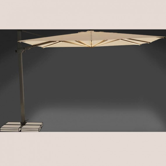 Sombrilla de jardín VARIOFLEX SOLAR LED 300x300 cm color beige con base completa incluida Suncomfort® by Glatz®