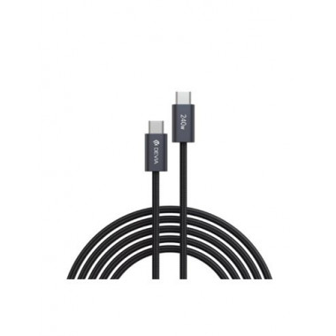 DEVIA Cable Tipo C M/M 240W 5A Carga Rapida 2Mtrs Negro