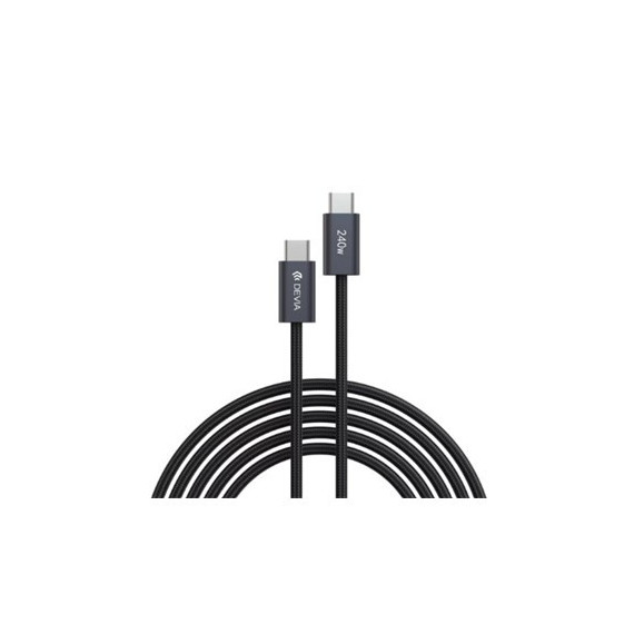 DEVIA Cable Tipo C M/M 240W 5A Carga Rapida 2Mtrs Negro