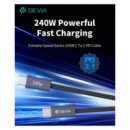 DEVIA Cable Tipo C M/M 240W 5A Carga Rapida 2Mtrs Negro