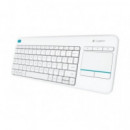 Teclado LOGITECH Wireless K400 Plus  Touch Pad Blanco P