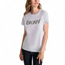 Camiseta Satin Embroidery  DKNY