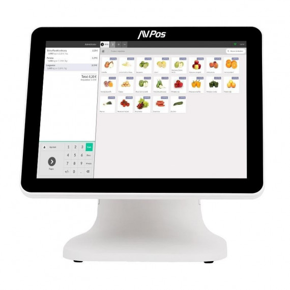 Tpv AVPOS K5000 Plus 15" Aluminio Intel I7/8GB/128GB/LAN 1000/WIFI/MULTIM 3YR GAR/2ªPANTALLA/W11PRO White