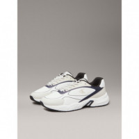 Zapatillas retro tennis low knit mix con logo distintivo de Calvin Klein
