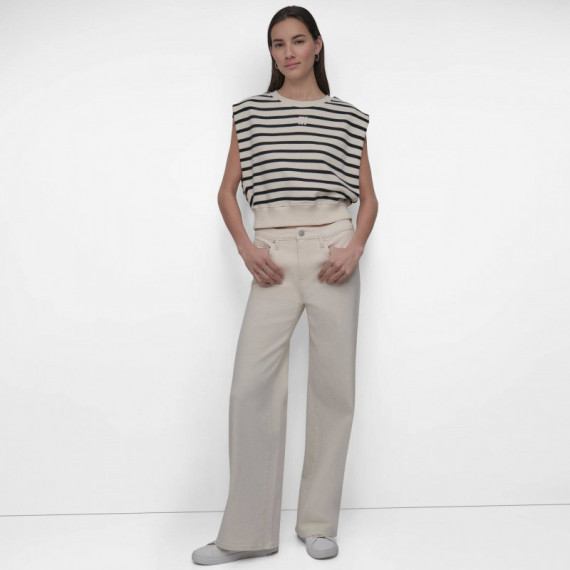 Crew Neck Sleeveless Sweatshirt Eggnog/b  DKNY