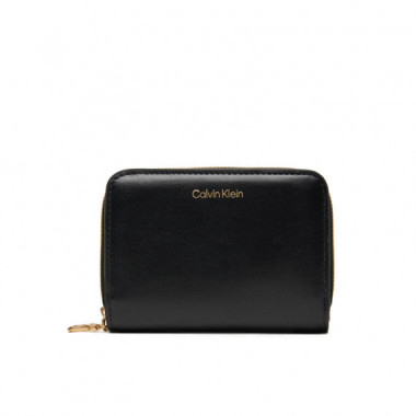 Ck Medium Flap Zip Around Black  CALVIN KLEIN