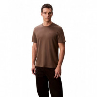 Ss Supima Chest Emb Crewneck Tee Morel  CALVIN KLEIN