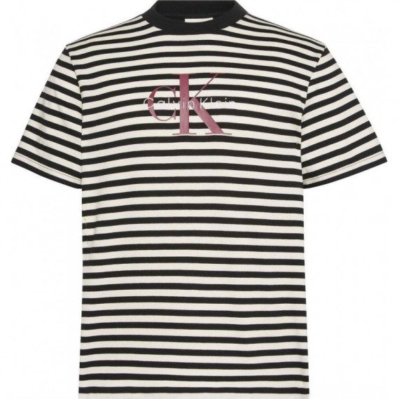 SS 20S STRIPE JERSEY MONOLOGO CN BLACK
