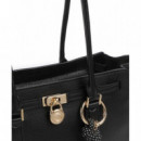 SM EW SHLDR TOTE W CHARM BLACK