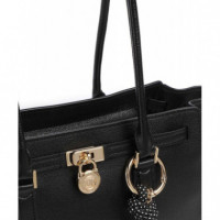 SM EW SHLDR TOTE W CHARM BLACK