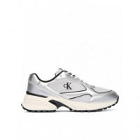 Hike Runner Laceup Mesh Mix Met Silver/b  CALVIN KLEIN