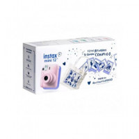 FUJIFILM Camara Foto Instantanea INSTAX Mini 12 Rosa Bloss Pack Navidad Tote Bag,Pack 10 Hojas,Corre