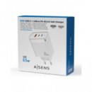 AiSENS Cargador Red Por Usb Y 2X Tipo C 65W Gan Blanco