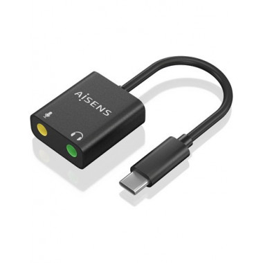 AISENS Adaptador Tipo-c/m a 2X Jack 3.5MM/H Microfono y Auricular Negro A109-0767
