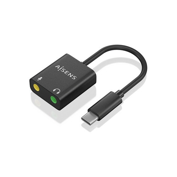 AISENS Adaptador Tipo-c/m a 2X Jack 3.5MM/H Microfono y Auricular Negro A109-0767