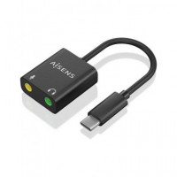 AiSENS Adaptador Tipo-C/M A 2X Jack 3.5mm/H Microfono y Auricular Negro A109-0767