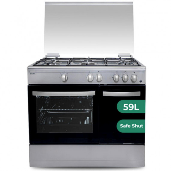 Svan SKGW5901PBX Cocina Gas 90cm con Wok Horno 59L