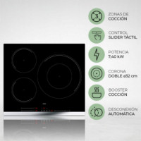 Svan SI3601SB32 Placa Inducción 60cm 3 Zonas Cristal Negro