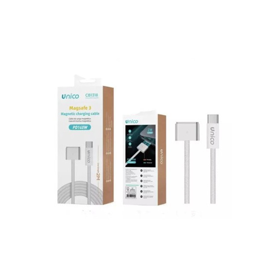 UNICO Cable Carga Magnetica Tipo C/M A Magsafe 3 CB1318 PD 140W 2Mtrs