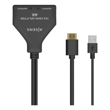AiSENS Splitter Hdmi 1X2 Salidas Con Alimentacion Por Usb 4K 30Hz Full HD A123-0654