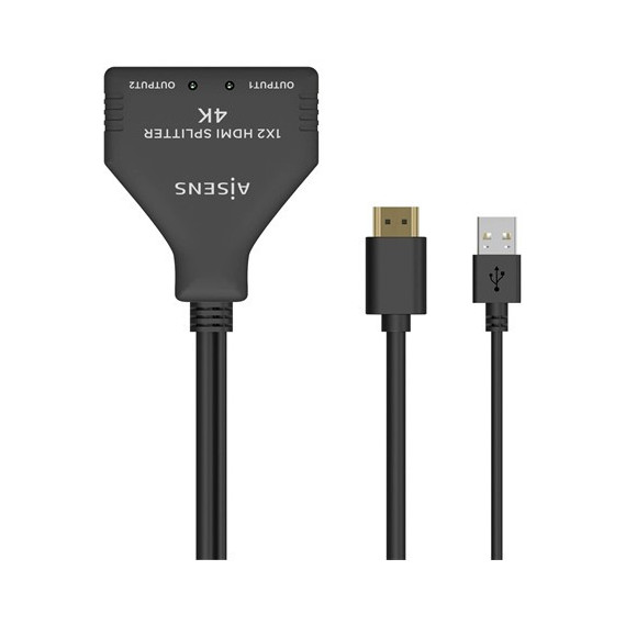 AiSENS Splitter Hdmi 1X2 Salidas Con Alimentacion Por Usb 4K 30Hz Full HD A123-0654