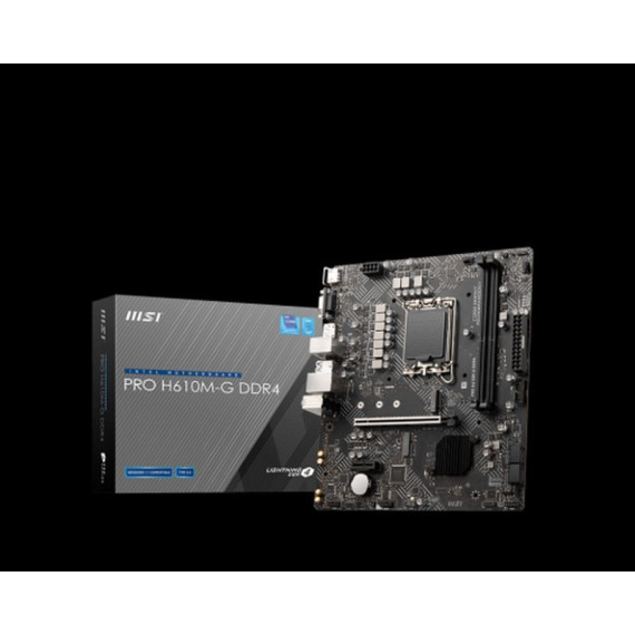 MSI Placa Base Pro H610M-G D4 LGA1700 2DDR4,64,VGA+HDMI+DP/4SATA3+1M.2,2USB2.0,2USB3.2,USB-C,1GBLAN,MATX.