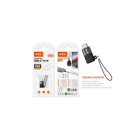 MTK Adaptador Tipo C/M A Lightning/H 480Mbps TB1403