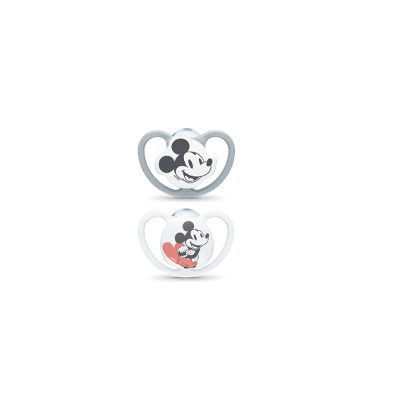 NUK SPACE MICKEY CHUPETE 0 - 6 MESES 2 UNIDADES GRIS/BLANCO