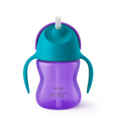 AVENT VASO PAJITA 210 ML + 9 MESES  MORADO