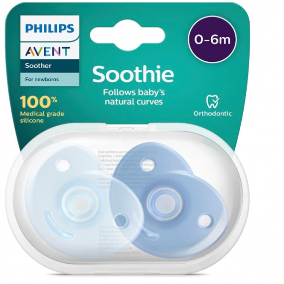AVENT CHUPETE SILICONA PHILIPS CURVED SOOTHIES  0- 6 M NIÑO
