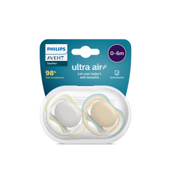 AVENT CHUPETE SILICONA PHILIPS  ULTRA AIR 0 - 6 MESES 2 UNIDADES