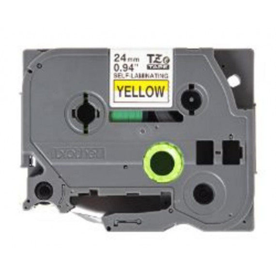 Cinta Brother TZe-SL651 Laminada Súper Adhesiva Negro sobre Amarillo 24mm x 8m