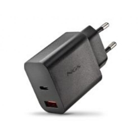 Cargador NGS GaN 20W USB-A y USB-C Negro