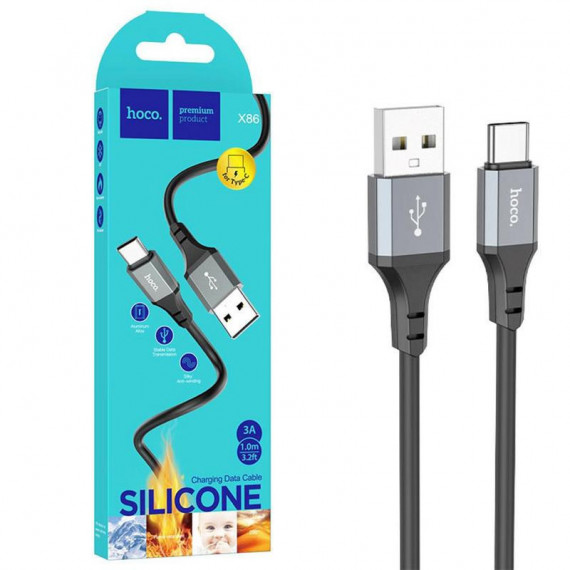 Hoco X86 Cable USB-A a USB-C 3.0A, 1m Silicona Negro